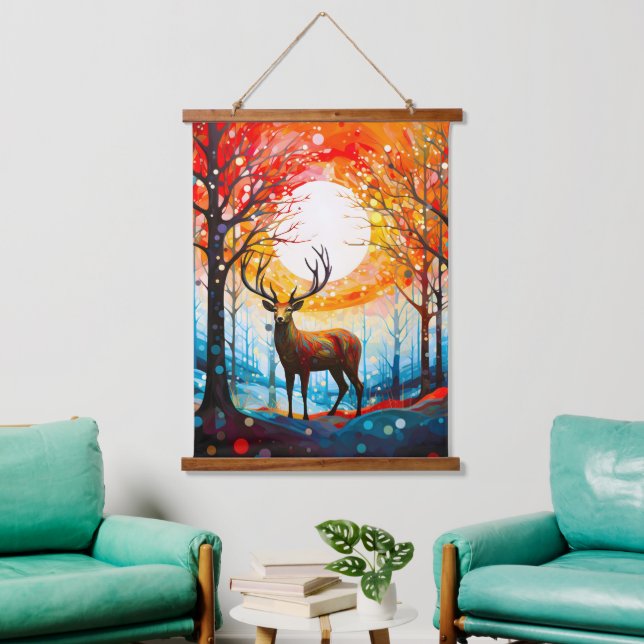 Contemporary Forest Wild Deer Hanging Tapestry (Living Room)