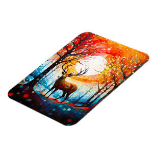 Contemporary Forest Wild Deer Magnet