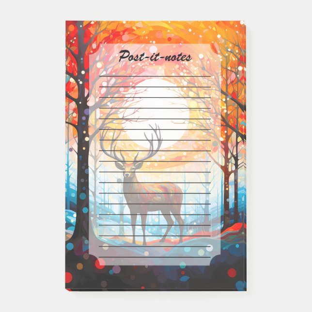 Contemporary Forest Wild Deer Post-it Notes (Front)