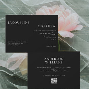 Contemporary Forever You Black QR Code Wedding Invitation