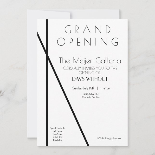 Contemporary Gallery Grand Opening Invitation (Front)