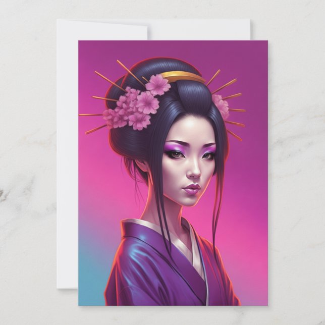 contemporary geisha art invitation (Front)