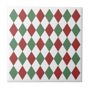 Contemporary geometric Burgundy red and green Ceramic Tile