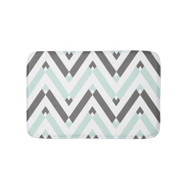 Contemporary Geometric Chevron Stripes Pattern Bath Mat (Front)