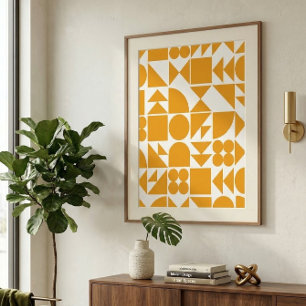 Contemporary Geometric Design in Sunshine Yellow Poster