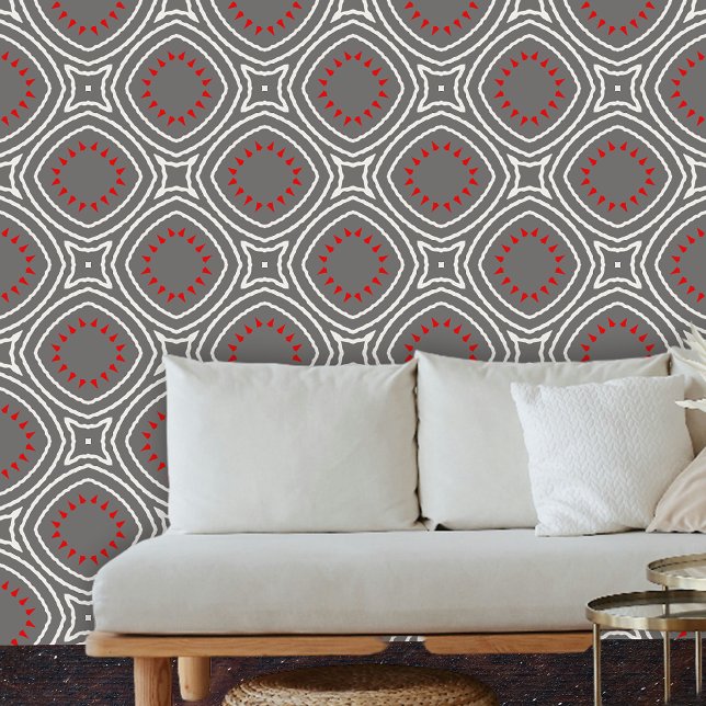 Contemporary Geometric Grey Red White Wallpaper (Creator Uploaded)