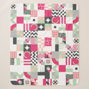 Contemporary geometric mosaic seamless pattern wit sherpa blanket