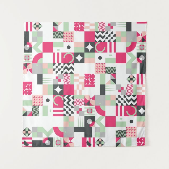 Contemporary geometric mosaic seamless pattern wit tapestry (Front)