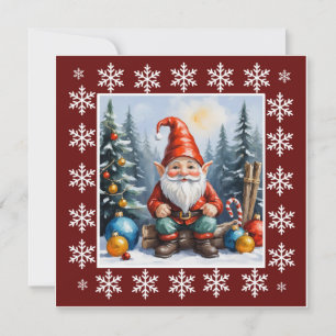 Contemporary Gnome - Whimsical Cute Non Photo  Holiday Card