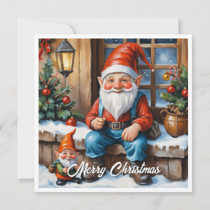 Contemporary Gnomes Funny Trendy Whimsical Fantasy Holiday Card
