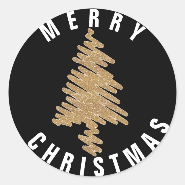 Contemporary Gold Christmas Tree  Sticker (Front)