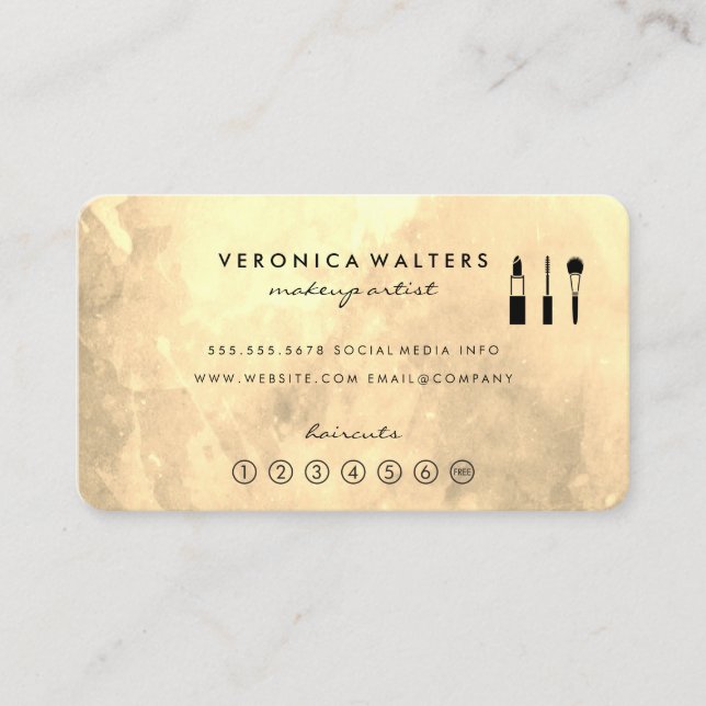 Contemporary Gold Loyalty Makeup Card (Front)