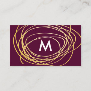 Contemporary Gold Scribbles with Monogram Business Card