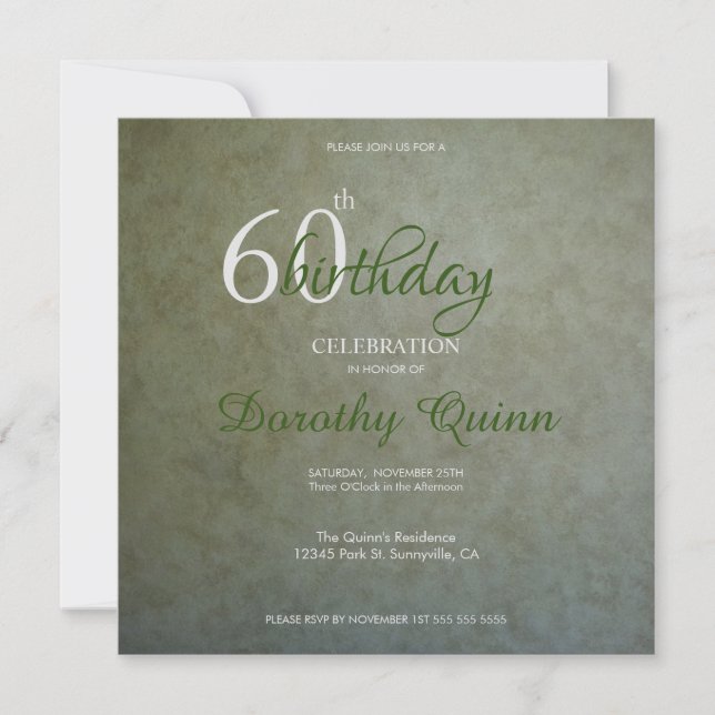 Contemporary Golden Sage Customisable Birthday Invitation (Front)
