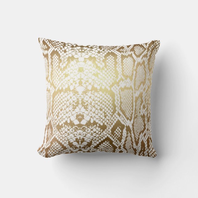 Contemporary Golden White Python Snake Skin Cushion (Front)