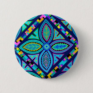 Contemporary Granny Square Flower 6 Cm Round Badge