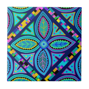 Contemporary Granny Square Flower Ceramic Tile