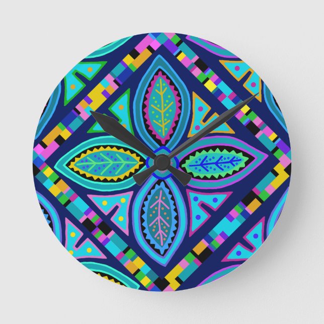 Contemporary Granny Square Flower Round Clock (Front)