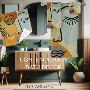 Contemporary Graphics Face Silhouette Bath Towel Set