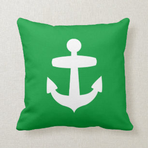 Contemporary Green Anchor Pillow