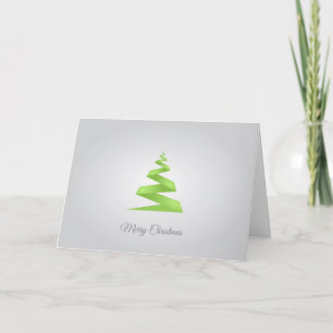 Contemporary, Green Geometric Christmas Tree Holiday Card