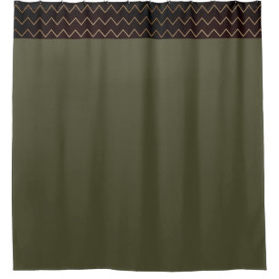 Contemporary Green Moss with Geometric Top Shower Curtain