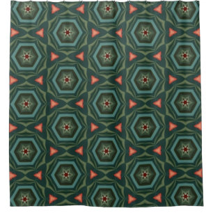 Contemporary Green, Teal, Warm Terracotta  Shower Curtain