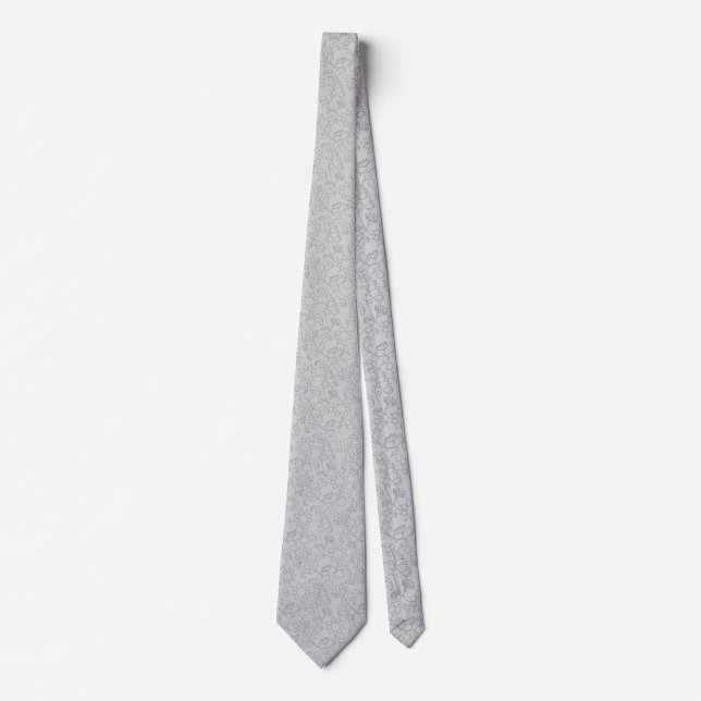 Contemporary Grey Abstract Print Necktie (Front)