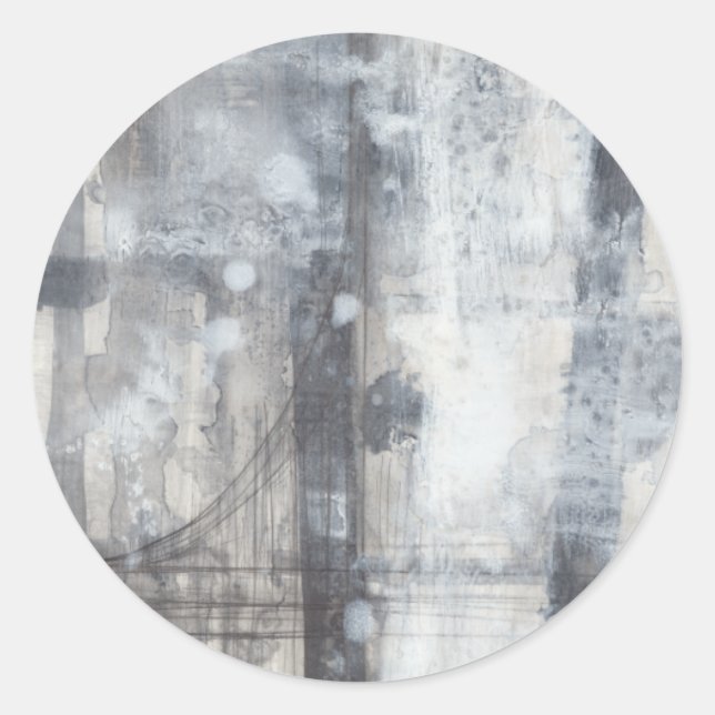Contemporary Grey Painting Classic Round Sticker (Front)