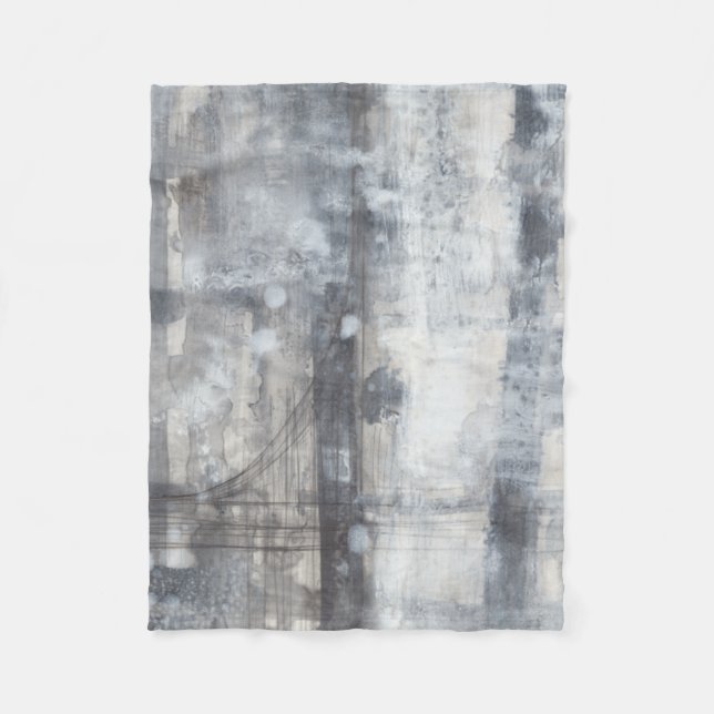 Contemporary Grey Painting Fleece Blanket (Front)