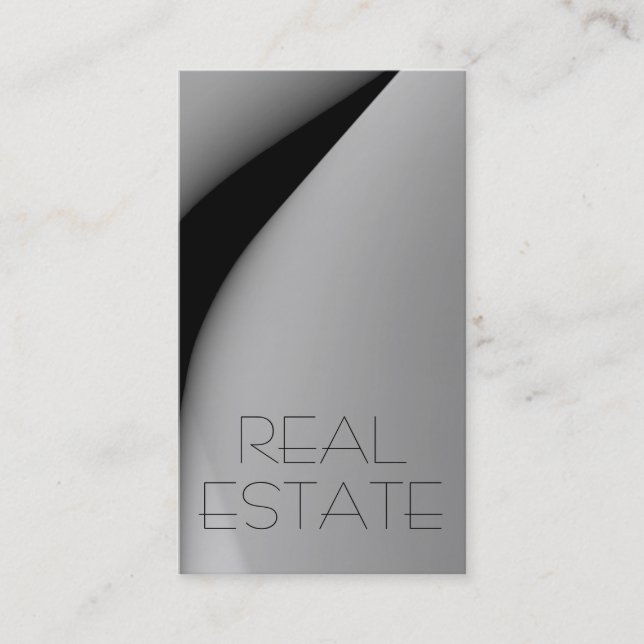 Contemporary Grey Real Estate Business Card (Front)