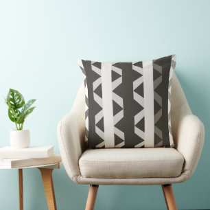 Contemporary Grey White Triangle Stripe Pattern Cushion