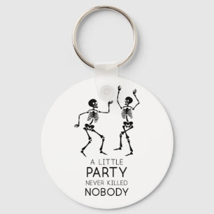 Contemporary Halloween dancing skeletons Key Ring