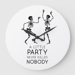 Contemporary Halloween dancing skeletons Large Clock