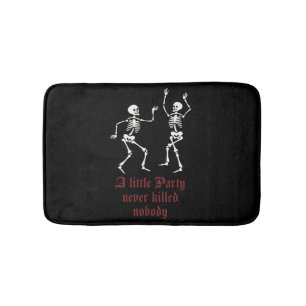 Contemporary Halloween skeletons Bath Mat