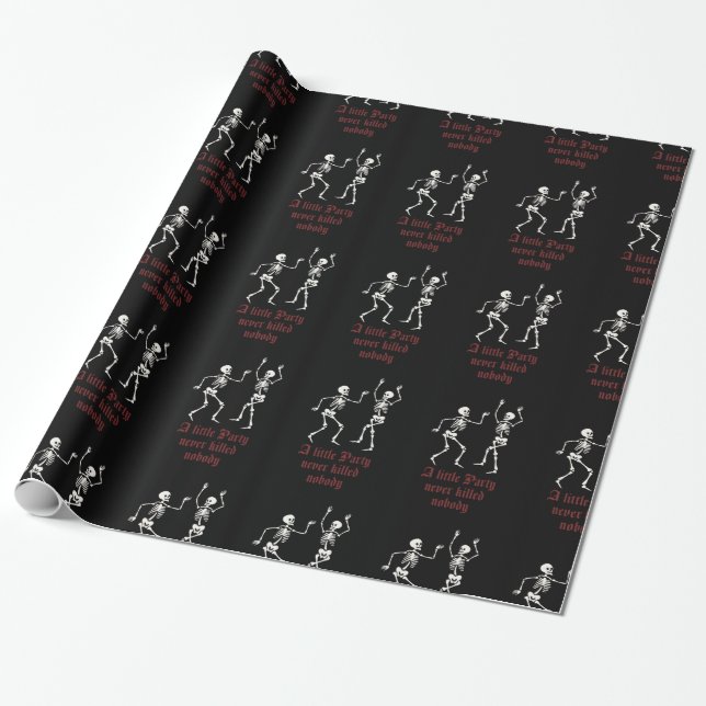 Contemporary Halloween skeletons Wrapping Paper (Unrolled)