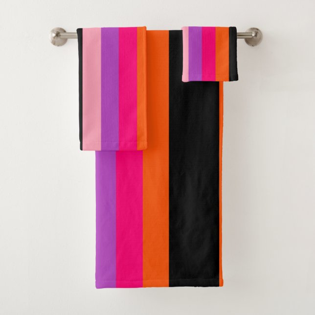 Contemporary Halloween Stripes  Bath Towel Set (Insitu)
