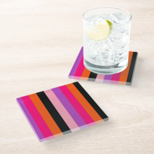 Contemporary Halloween Stripes  Glass Coaster