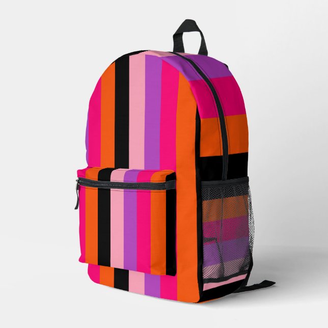 Contemporary Halloween Stripes  Printed Backpack (Back Corner Right)