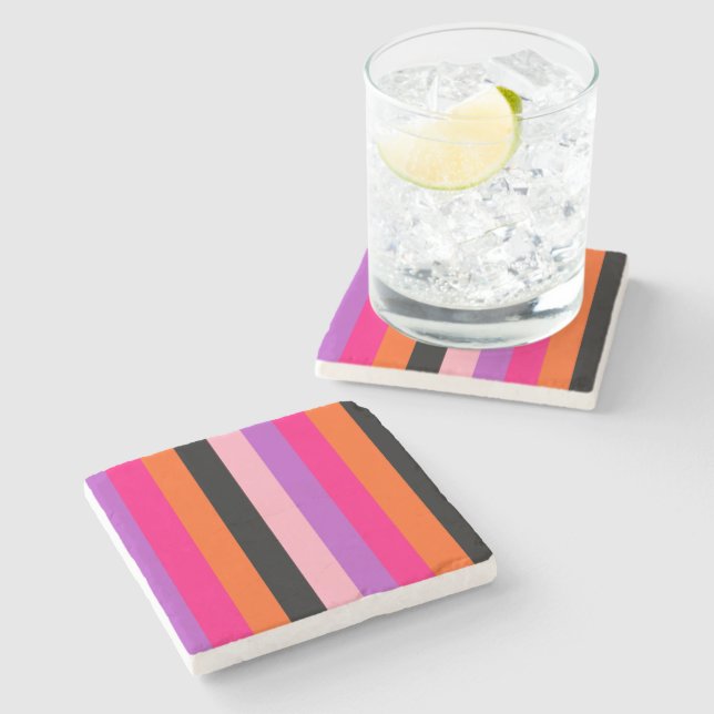 Contemporary Halloween Stripes  Stone Coaster (Side)