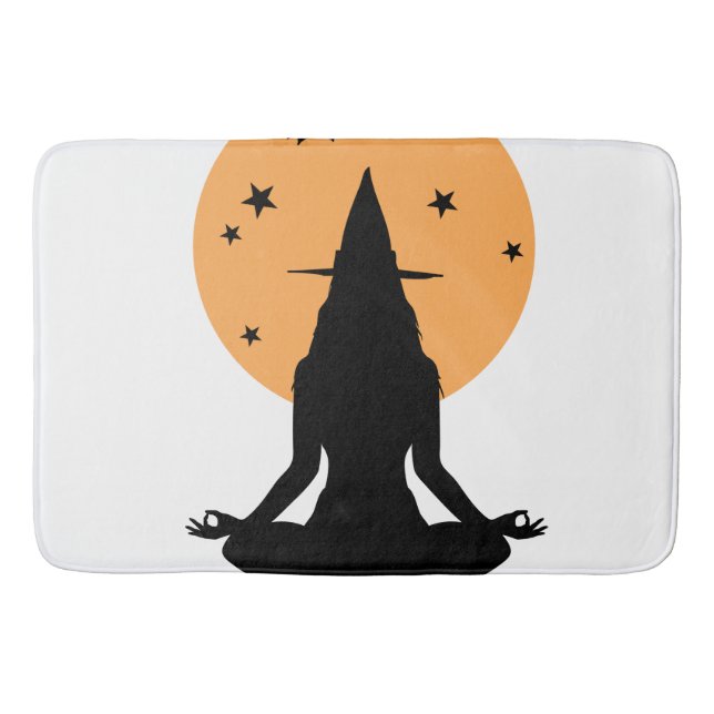 Contemporary Halloween yoga Witch Bath Mat (Front)