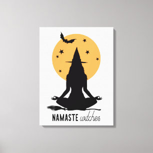 Contemporary Halloween yoga Witch Canvas Print