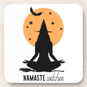 Contemporary Halloween yoga Witch Coaster