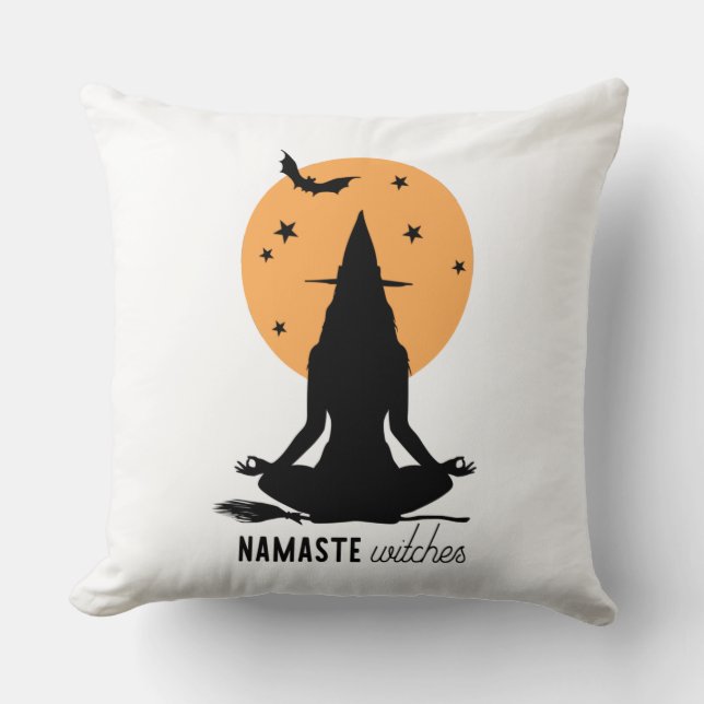 Contemporary Halloween yoga Witch Cushion (Front)