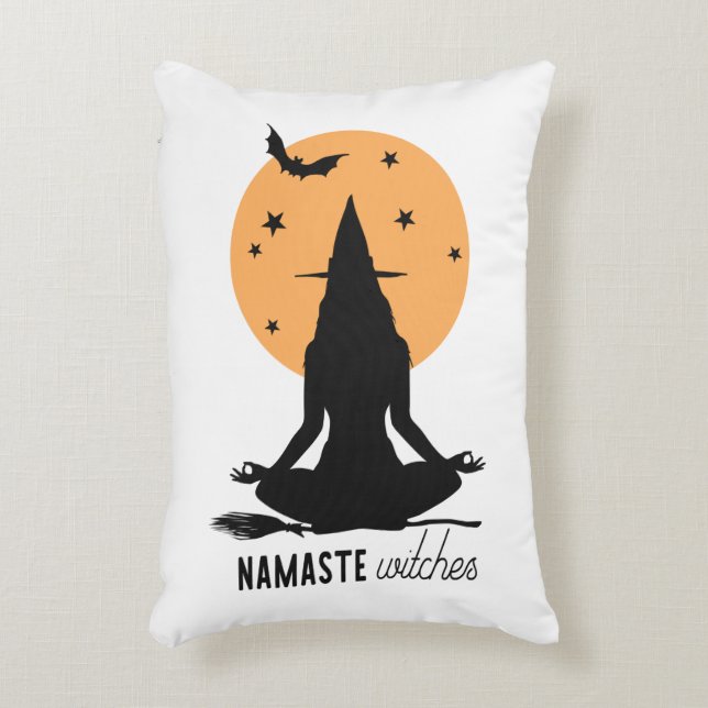 Contemporary Halloween yoga Witch Decorative Cushion (Front(Vertical))