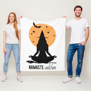 Contemporary Halloween yoga Witch Fleece Blanket