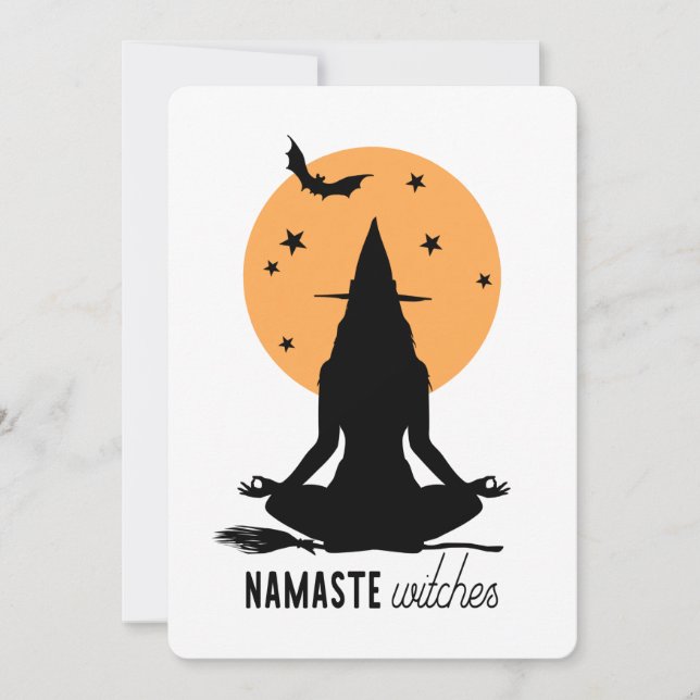 Contemporary Halloween yoga Witch Invitation (Front)