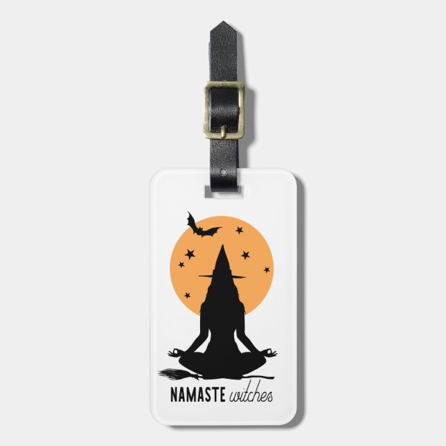 Contemporary Halloween yoga Witch Luggage Tag (Front Vertical)
