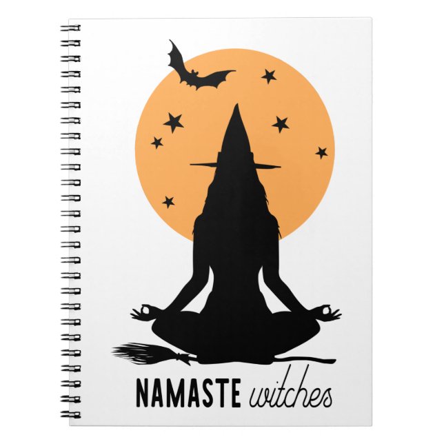 Contemporary Halloween yoga Witch Notebook (Front)