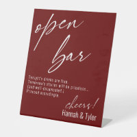 Contemporary Handwriting Funny Burgundy Open Bar